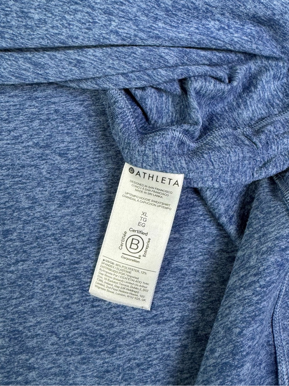 Athleta Uptempo Hoodie Sweatshirt Womens XL Blue Long Sleeve Athletic Relaxed - Picture 8 of 8